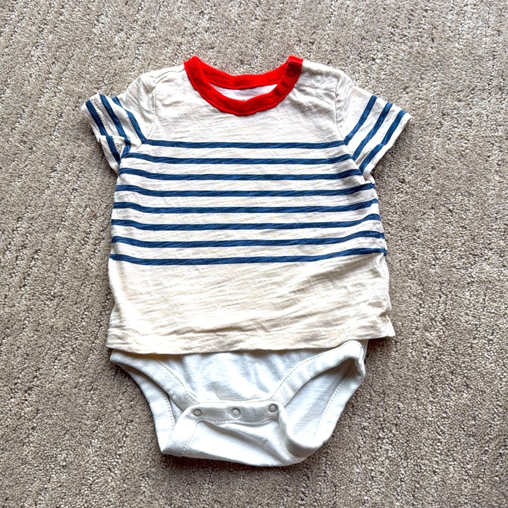 Baby Gap Striped Snap Double Body Onesie - 3-6 Month (jbf)